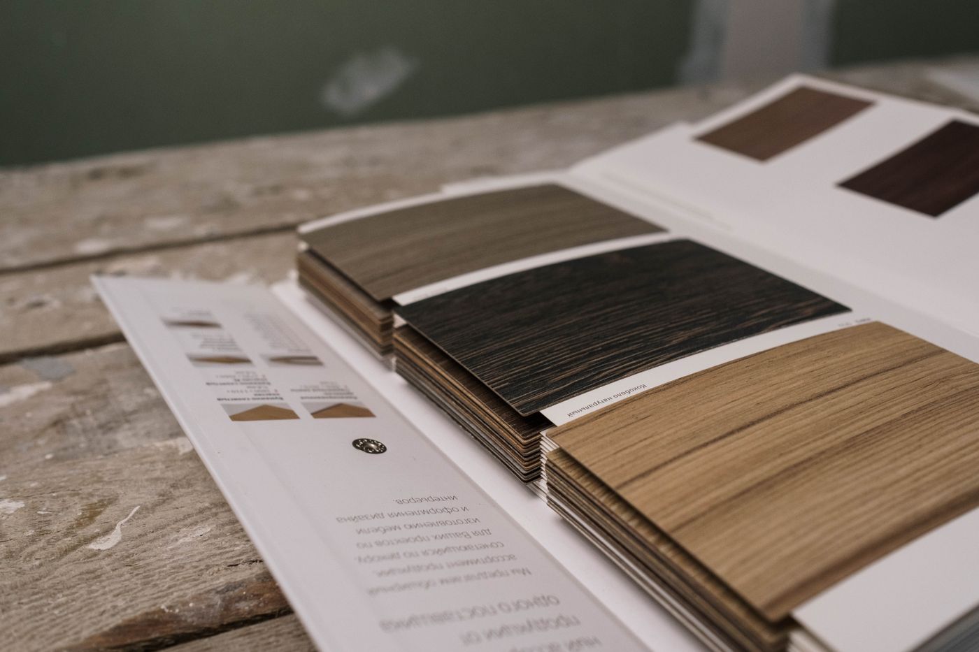 Wood flooring samples arranged for comparison